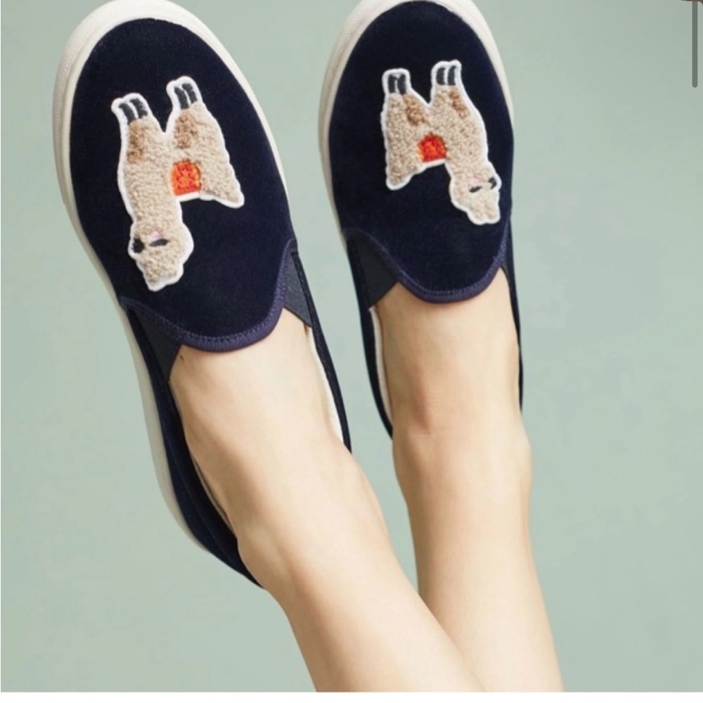 Soludos Blue Velvet Llama Loafers
